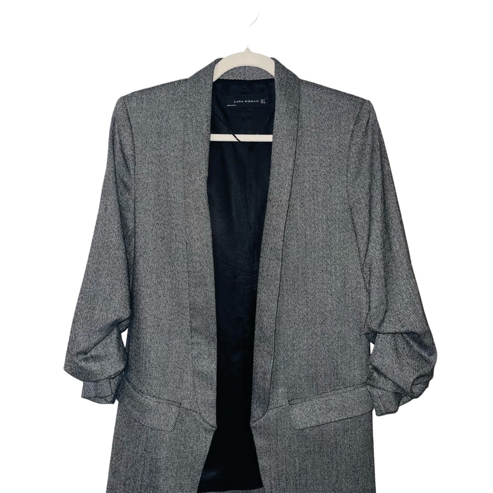 ZARA Woman Gray Open Front Blazer
